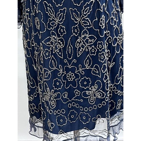Needle & Thread Linear Butterfly Beaded Sheer Mesh Shift Dress Sz 4 India Made - Picture 11 of 16